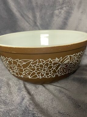 Vintage Brown Floral Mixing Bowl